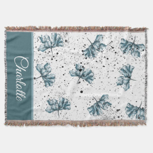 Handgeschilderd stalen blauw Floral Monogram Deken
