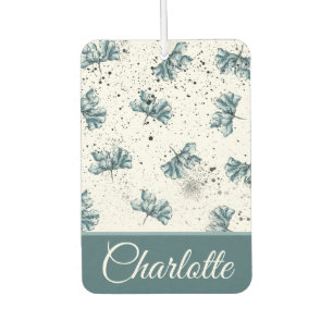 Handgeschilderd stalen blauw Floral Monogram Luchtverfrisser