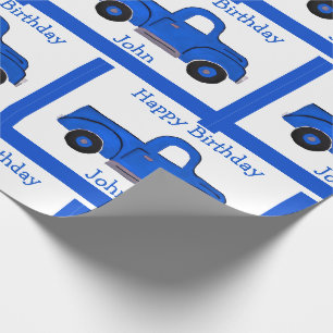 Handgeschilderd Vintage Blau Truck Design  Cadeaupapier