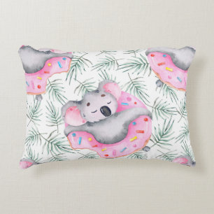 Handgeschilderd waterverf patroon met koala tropic accent kussen