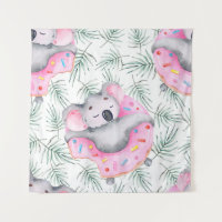 Handgeschilderd waterverf patroon met koala tropic