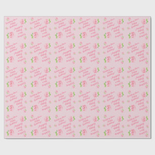 Handgeschilderd Waterverf Roos HAPPY BIRTHDAY cade Cadeaupapier