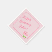 Handgeschilderd Waterverf Roos HAPPY BIRTHDAY Servet (Hoek)