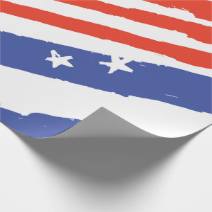 Handgeschilderde Amerikaanse vlag strepen Cadeaupapier
