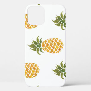 Handgeschilderde ananas, waterverf achtergrond. iPhone 12 hoesje