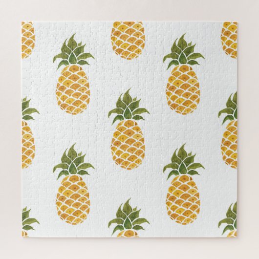 Handgeschilderde ananas, waterverf achtergrond. legpuzzel (Verticaal)