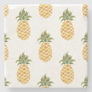 Handgeschilderde ananas, waterverf achtergrond. stenen onderzetter