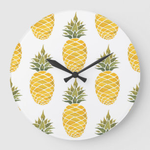 Handgeschilderde ananas: Waterverf naadloos. Grote Klok