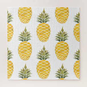 Handgeschilderde ananas: Waterverf naadloos. Legpuzzel