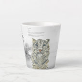 Handgeschilderde bedreigde sneeuwluipaard latte mok (Voorkant)