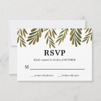 Handgeschilderde bladeren RSVP-kaart Kaart