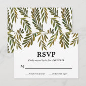 Handgeschilderde bladeren RSVP-kaart Kaart (Voorkant / Achterkant)