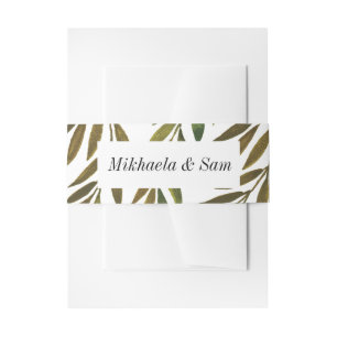 Handgeschilderde bladeren Wedding Invitation Belly Uitnodigingen Wikkel