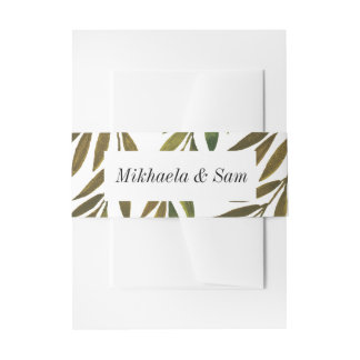 Handgeschilderde bladeren Wedding Invitation Belly Uitnodigingen Wikkel