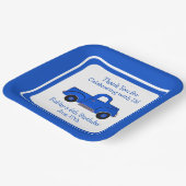 Handgeschilderde  Blauwe Vrachtwagenrand Papieren Bordje (Gebogen)