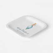 Handgeschilderde blauwe Waterverf personaliseren k Papieren Bordje (Gebogen)