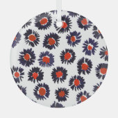 Handgeschilderde bloemen, rood en blauw patroon. glas ornament (Voorkant)