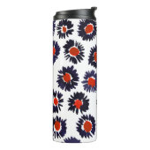 Handgeschilderde bloemen, rood en blauw patroon. thermosbeker (Gedraaid links)