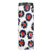 Handgeschilderde bloemen, rood en blauw patroon. thermosbeker (Achterkant)