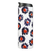 Handgeschilderde bloemen, rood en blauw patroon. thermosbeker (Geroteerd rechts)