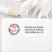 Handgeschilderde Bloemen Waterverf Krans Kerst Etiket (Insitu)