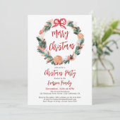 Handgeschilderde Bloemen Waterverf Krans Kerst Kaart (Staand voorkant)