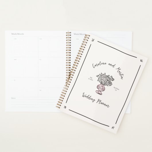 Handgeschilderde bloemenvaas weddingplanner planner (Display)