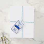 Handgeschilderde  Blue Truck Cadeaulabel (Met Touw)