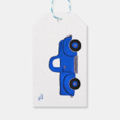 Handgeschilderde  Blue Truck Cadeaulabel (Achterkant)