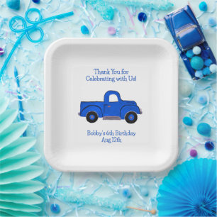 Handgeschilderde  Blue Truck Papieren Bordje