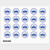 Handgeschilderde Blue  Truck Ronde Sticker (Vel)
