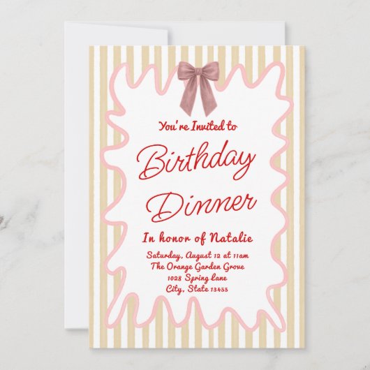 Handgeschilderde boog Lijst strepen Verjaardagsdin Kaart (Voorkant)