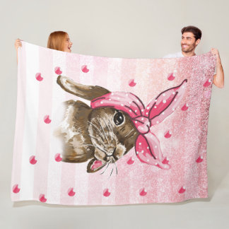 Handgeschilderde Bunny glitter Fleece Deken
