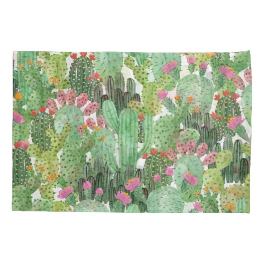Handgeschilderde cactus: woestijngroen kussensloop (Achterkant)