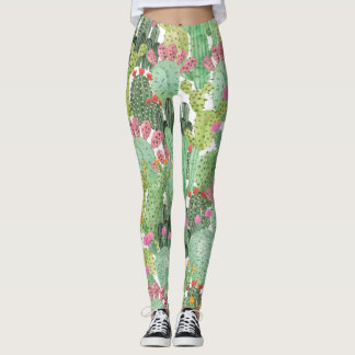 Handgeschilderde cactus: woestijngroen leggings