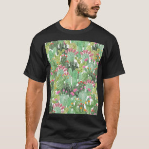 Handgeschilderde cactus: woestijngroen t-shirt