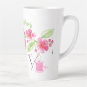 Handgeschilderde Cherry Blossom Needlepoint Latte Mok (Rechts)