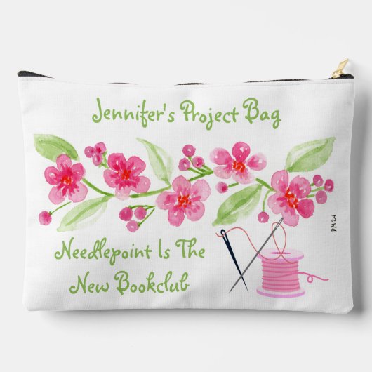 Handgeschilderde Cherry Blossoms Needlepoint Zippe Etui (Achterkant)