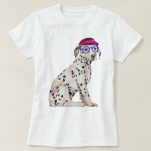 Handgeschilderde Dashing Dalmatische Spotted Dog T-shirt
