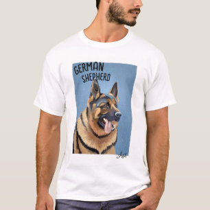 Handgeschilderde Duitse herder print basic T-shirt