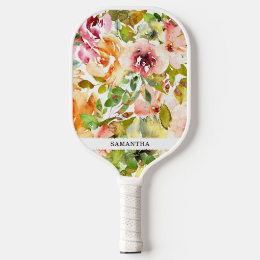 Handgeschilderde elegante en vrouwelijke pastelroz pickleball paddle (Voorkant)