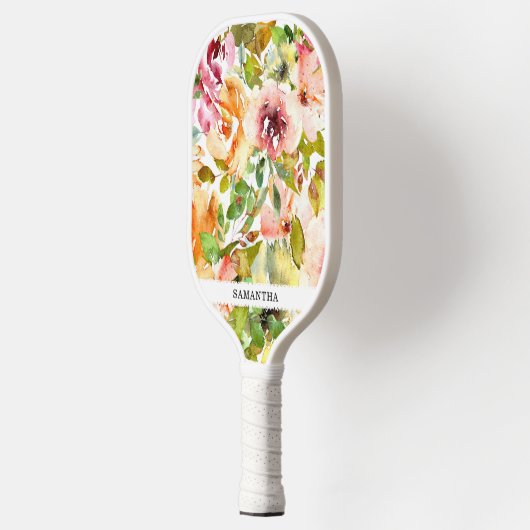 Handgeschilderde elegante en vrouwelijke pastelroz pickleball paddle (Links)