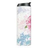 Handgeschilderde flamingo gepersonaliseerd thermosbeker (Gedraaid links)