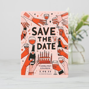 Handgeschilderde Funky Retro Hedendaags Save The Date