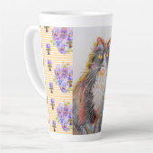 Handgeschilderde gele Tuxedo Cat floral Latte Mok (Linkerhoek)