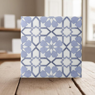 Handgeschilderde geometrische paarse Marokkaanse e Tegeltje