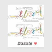 Handgeschilderde gezegende kerstgroet sticker (Vel)