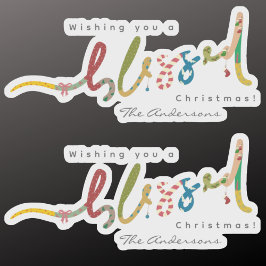 Handgeschilderde gezegende kerstgroet sticker