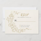 Handgeschilderde gouden bladeren Lijst RSVP Kaart (Voorkant)