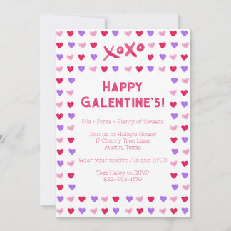 Handgeschilderde harten Galentines Day uitnodiging